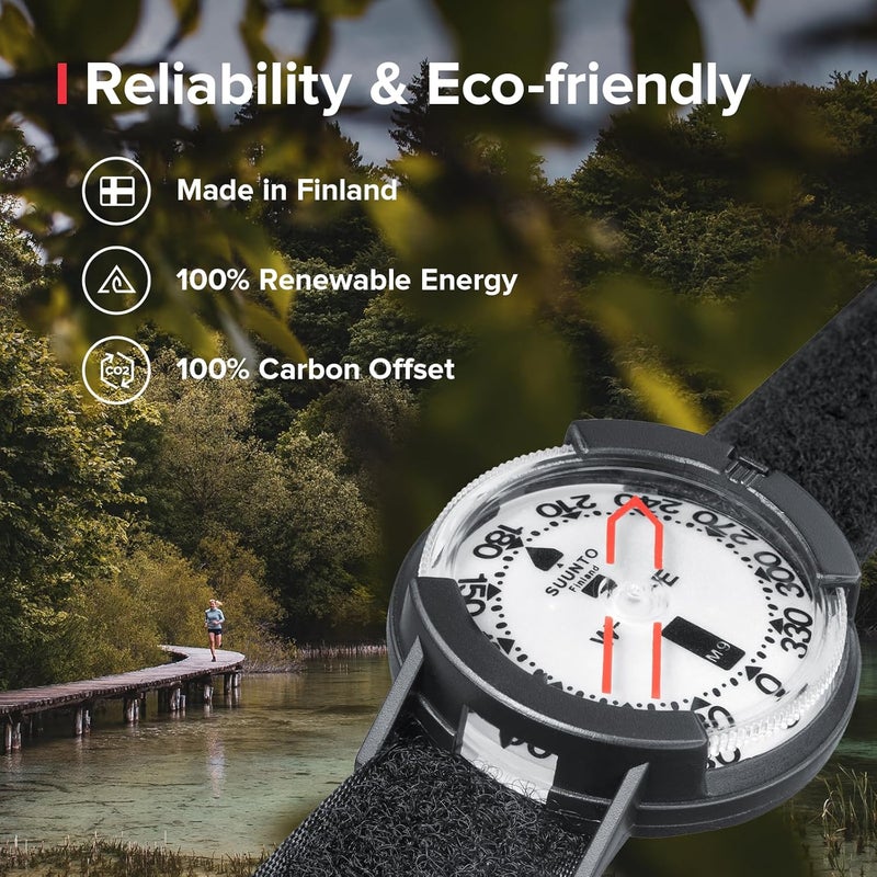 Suunto بوصلة معصم M-9، نصف الكرة الشمالي، بوصلة متعددة الوظائف مع حزام فيلكرو للمعصم، بوصلة مائية مدمجة للملاحة للمشي والمغامرات، سوداء - Image 4